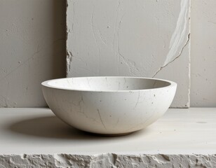 Off White Speckled Ceramic Bowl on Neutral Background