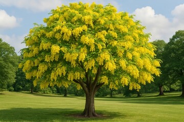 Fototapeta premium Vibrant yellow flowering tree