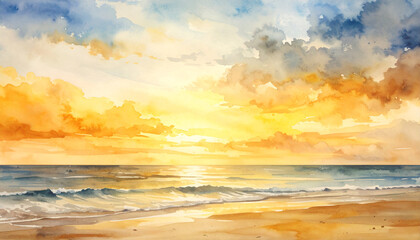Obraz premium When the sun sets and is seen on the beach