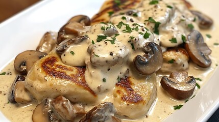 Savory crepes with creamy garlic chicken and mushrooms