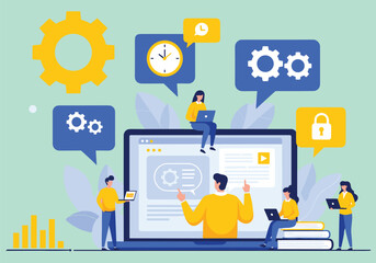 Business man with social media network icons concept vector illustration