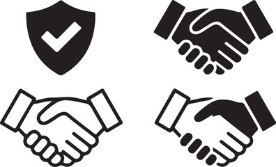 Obraz premium Handshake Icon Set in Black and White Business Art with Minimalist Agreement Design and Corporate Success Illustration