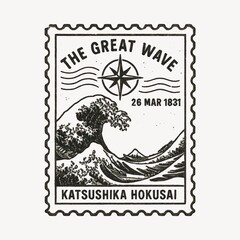 Obraz premium Vintage stamp featuring iconic wave.