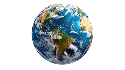 Fototapeta premium Earth Globe: Detailed illustration of planet earth featuring continents, oceans and cloud formations against a background.