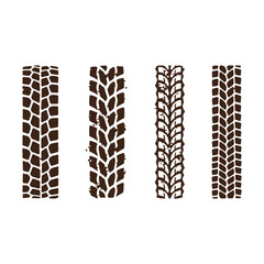 Tire tracks pattern Texture Silhouette Vector. Grunge Vintage Retro style, various Automobile tire tracks patterns illustration
