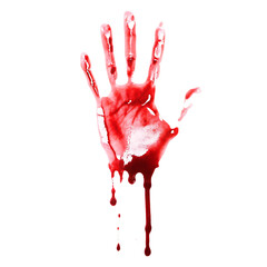 Bloody handprint isolated on a white background png ai generated