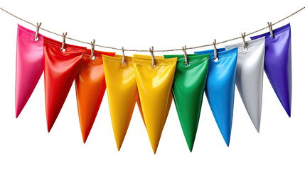 Celebratory Banner: Colorful pennants strung across a line, presenting a festive display, bringing a sense of merriment and celebration.