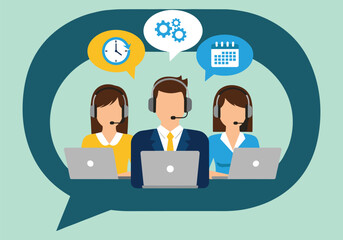 Business professionals connect globally through a social network on a laptop, illustrating communication and technological connection