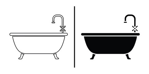 Sleek Bathtub Design: A minimalist illustration showcases a sleek bathtub design, offering a clean and modern aesthetic with attention to detail.