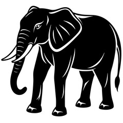 Obraz premium Elephant Silhouette – Simple Black Vector Icon of Wild Animal Isolated on White Background