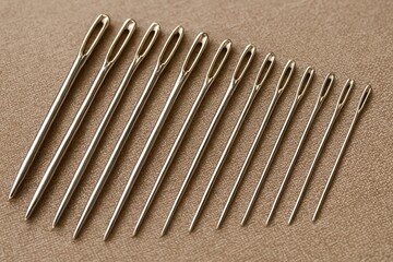 Sewing needles aligned neatly.