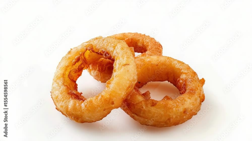 Poster A close-up view of two onion rings sitting on a table