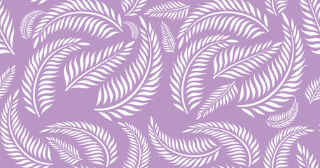 seamless pattern with feathers, Seamless floral leaf pattern with green foliage and natural decoration design