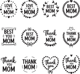 Fototapeta premium Mother appreciation sentiments with floral and heart embellishments love thank you