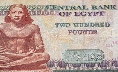 Egyptian 200 pound. Egypt money currency note, close up