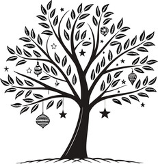 Silhouette Christmas Tree Vector Illustration  Simple Festive Evergreen Shape for Seasonal Graphic Projects