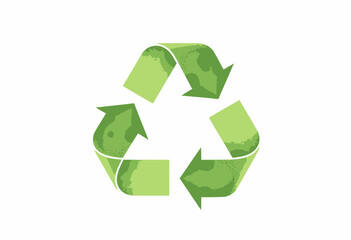 Obraz premium Green recycling symbol with arrows in minimalist design 
