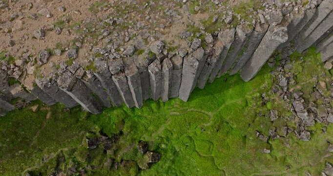 Gerduberg basalt cliff island aerial shot cinematic ProRes 25p