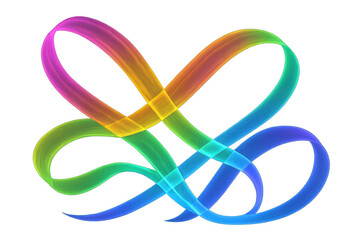 Colorful ribbons forming intertwined loops, creating a vibrant and dynamic design on a transparent background