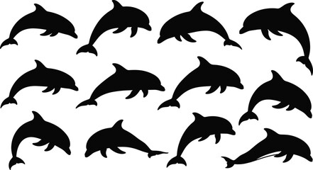 Naklejka premium set of black silhouettes of bats