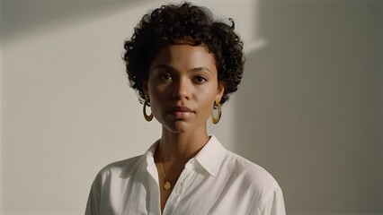 Portrait of a Confident Woman in Warm Light