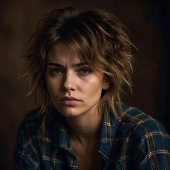 Emotional Portrait of a Young Woman with Short Hair