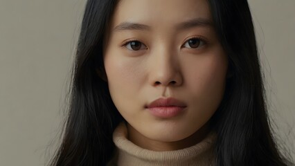 Portrait of a Young Woman with Natural Makeup
