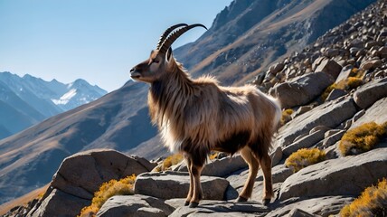 Majestic Mountain Goat in Natural Landscape