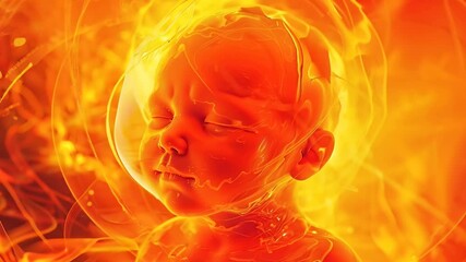 Human fetus developing inside maternal womb showing early stages of embryonic growth and formation within protective amniotic environment during pregnancy