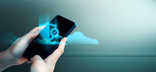 hand of businessman interactive touching a holographic of transaction financial network data...