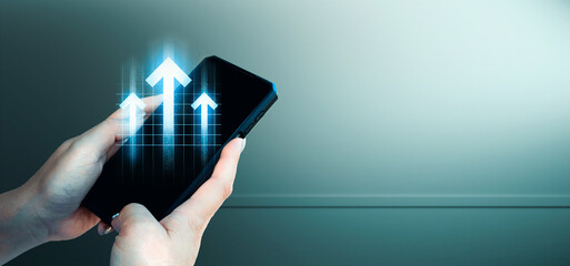 hand of businessman interactive touching a holographic of transaction financial network data...