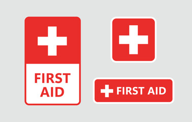 Obraz premium First Aid Sign Designs Essential Red Cross Symbols for Emergency Preparedness and Safety Guidelines
