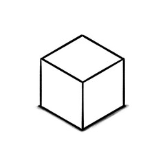 Cube, Brick, dice, hand drawn illustration, black pencil drawing, transparent background, PNG
