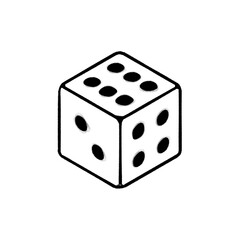 Game dice, dice game, hand drawn illustration, black pencil drawing, transparent background, PNG