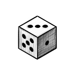 Game dice, dice game, hand drawn illustration, black pencil drawing, transparent background, PNG