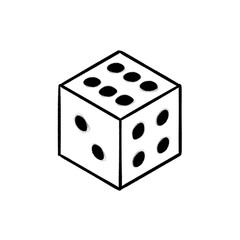 Game dice, dice game, hand drawn illustration, black pencil drawing, transparent background, PNG