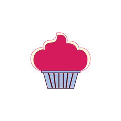 Simple flat cupcake icon with frosting and cherry