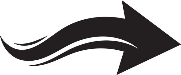 Thick Flow Arrow Symbol in Bold Style for Fast Movement