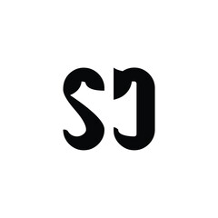 Fototapeta premium SJ monogram logo design letter text name symbol monochrome logotype alphabet character simple logo