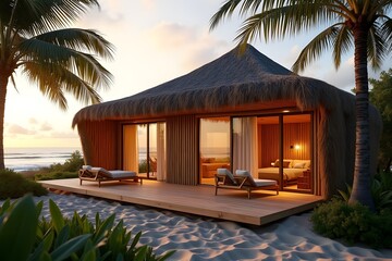 tropical beach hut