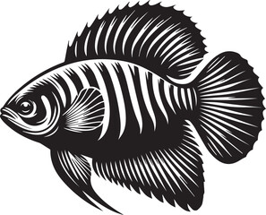 Zippy Gill Fish Vector Illustration – Energetic and Playful Aquatic Character