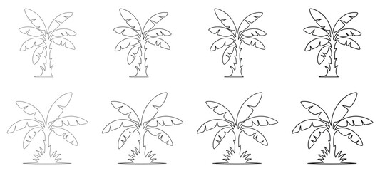 Hand Drawn Banana Tree Line Art Collection, Banana Tree Drawing