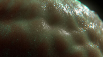  Microphotography Close-Up of Alien Skin Texture Covered with Bioluminescent Pores and Soft Glowing Veins Beneath the Surface, Surreal Macro Sci-Fi Scene with Rich Detail and Otherworldly Atmosphere