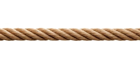 Thick brown rope isolated on a white background png ai generated