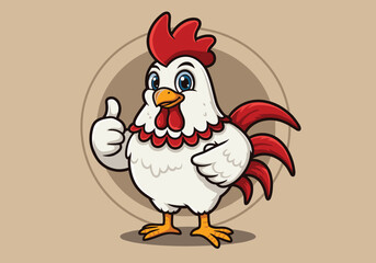 Cheerful Rooster Mascot: Cartoon Character Giving a Thumbs-Up for Positive Branding