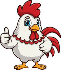 Cheerful Rooster Mascot: Cartoon Character Giving a Thumbs-Up for Positive Branding