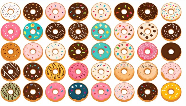 Seamless Pattern Design Featuring a Colorful Set of donat