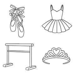 Ballerina icon set. Outline illustration of ballerina vector icons for web