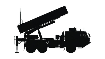 Patriot Missile System Silhouette | Bold Black Vector of Air Defense Launcher Side View

