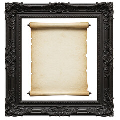 Fototapeta premium antique scroll in ornate wooden frame blank parchment